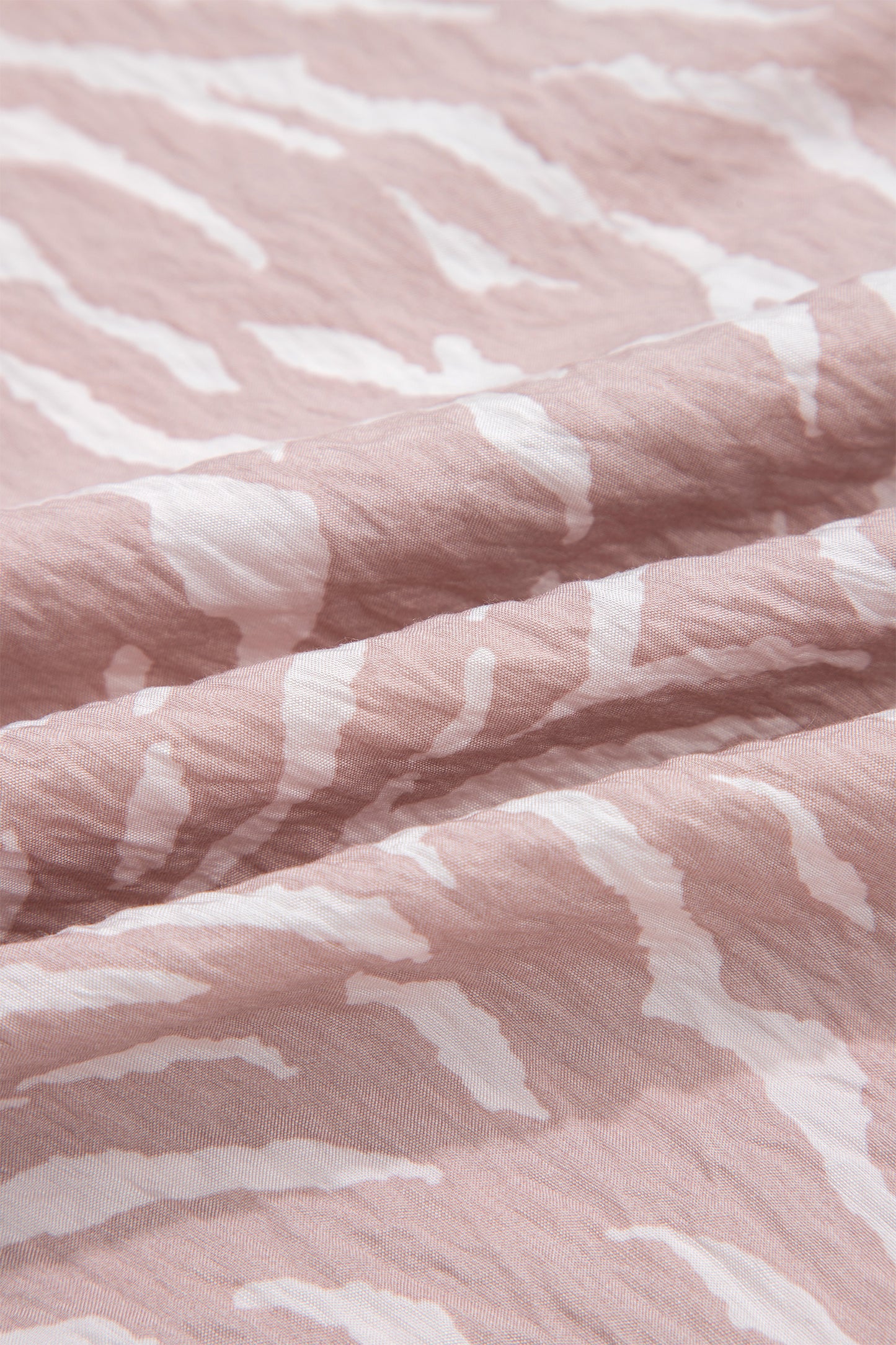 Khaki Abstract Print Cuffed Short Sleeve Loose Top Short Set