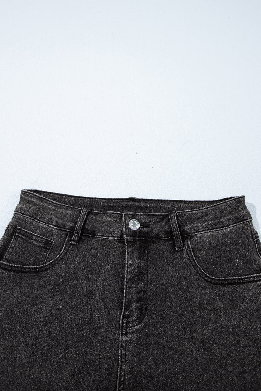 Carbon Grey Raw Hem High Waist Denim Shorts