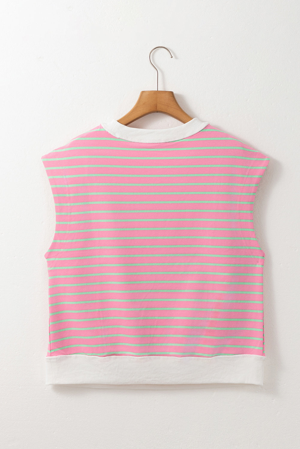 Sachet Pink Striped Crew Neck Cap Sleeve T Shirt