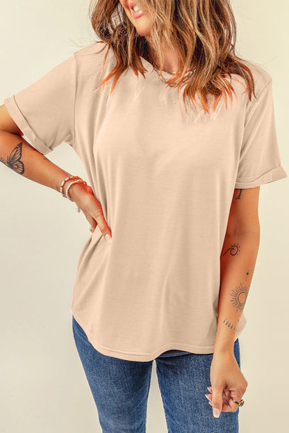 Wisteria Casual Plain Crew Neck Tee