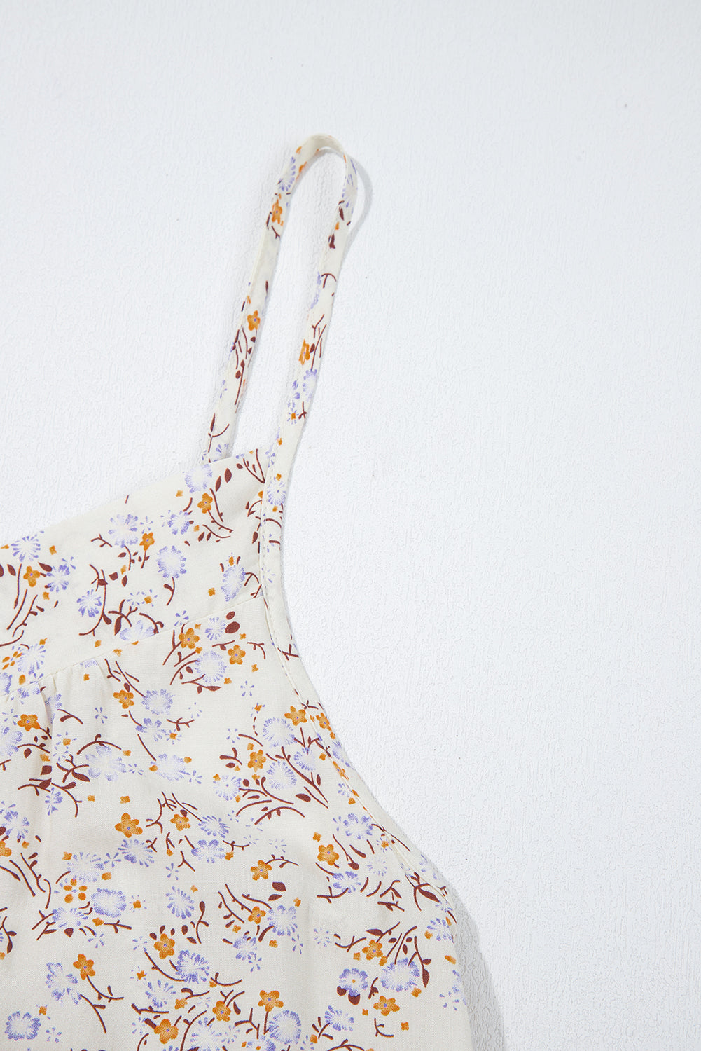 Apricot Boho Floral Spaghetti Straps Tank Top
