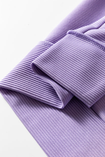 Lavendula Horizontal Ribbed Exposed Seam Detail Drop Shoulder Baggy Pullover