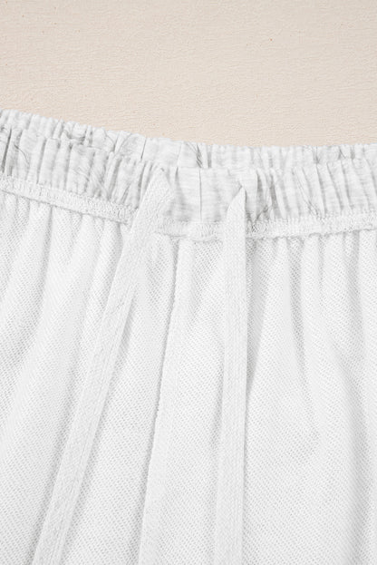 Light Grey Abstract Print Loose Drop Sleeve Hoodie Elastic Waistband 2pcs Pant Set