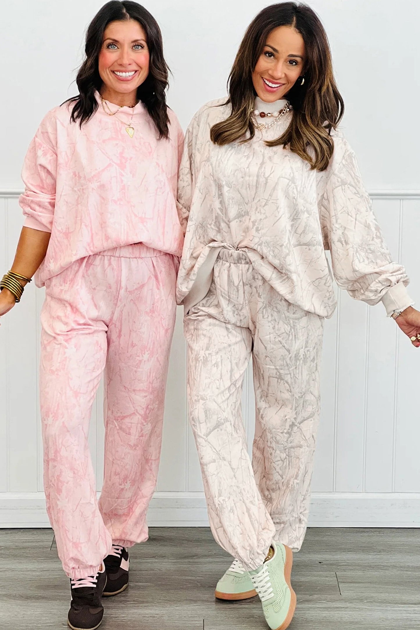 Pink Camo Print Jogger Pants Set