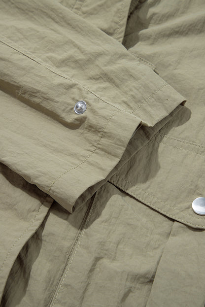 Laurel Green Zipped Pocket Cropped Hooded Utility Jacket