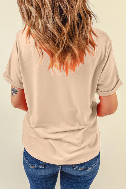 Wisteria Casual Plain Crew Neck Tee