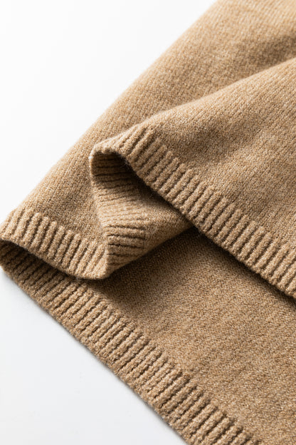 Simply Taupe Contrast Frilled Lace Trim Loose Cardigan Sweater