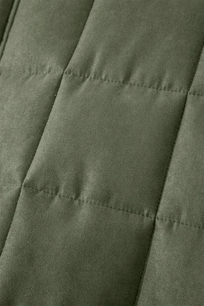 Green Zip-Up Pocket Quilted Jacket