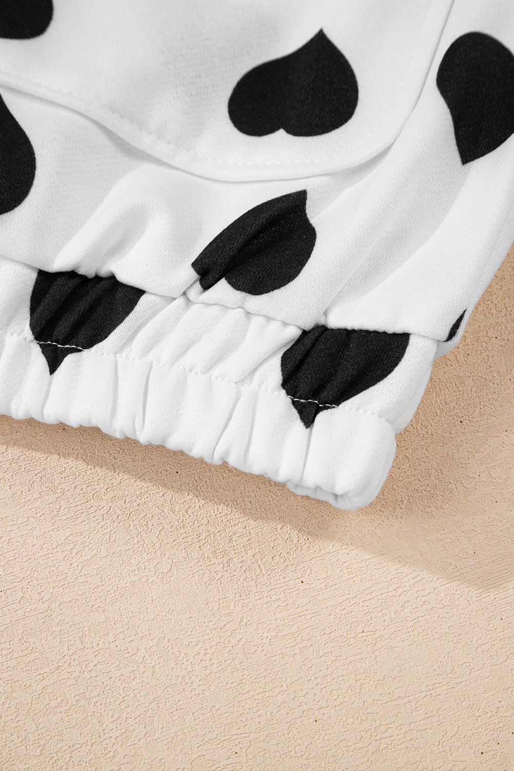 White Double Flap Pocket Heart Print Collar Zip Jacket