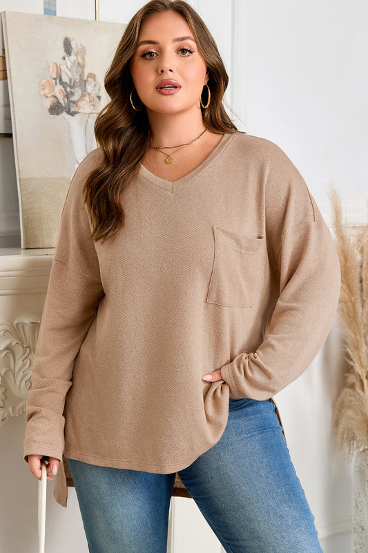 Parchment Plus Size Drop Shoulder Knit Tunic Top