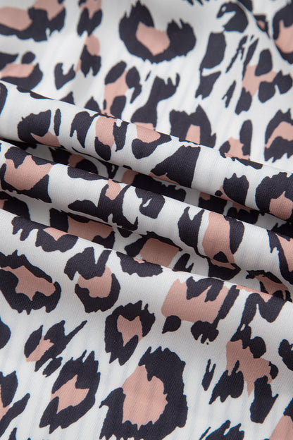 Sky Blue Stripe Colorblock Leopard Patchwork Chest Pocket Cuffed Sleeve Shirt