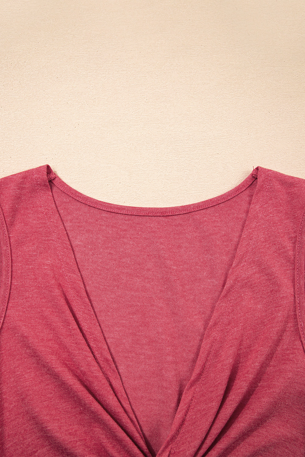 Mineral Red Twisted Bust V Neck Sleeveless Dress