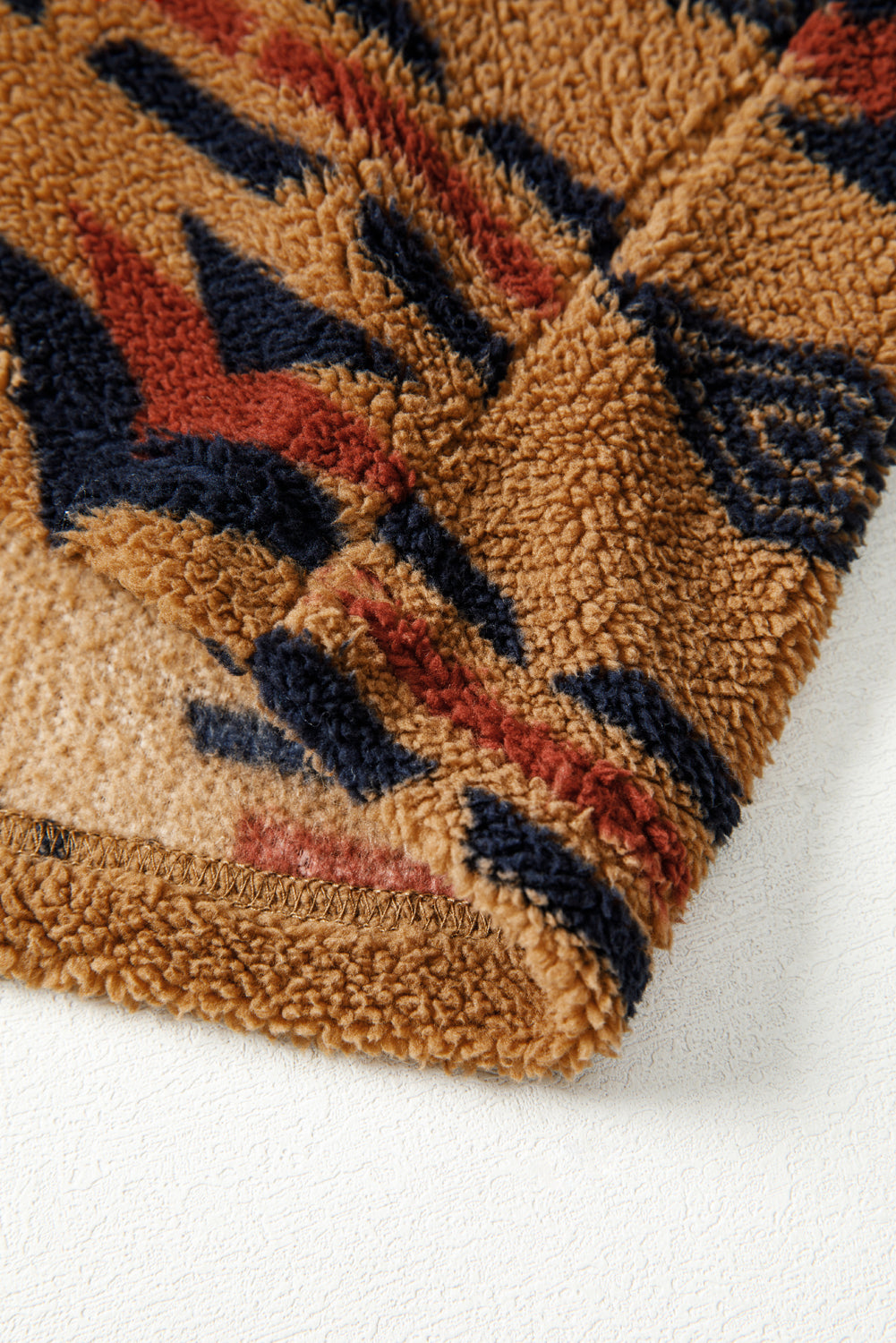 Khaki Western Aztec Pattern Fleece Shacket