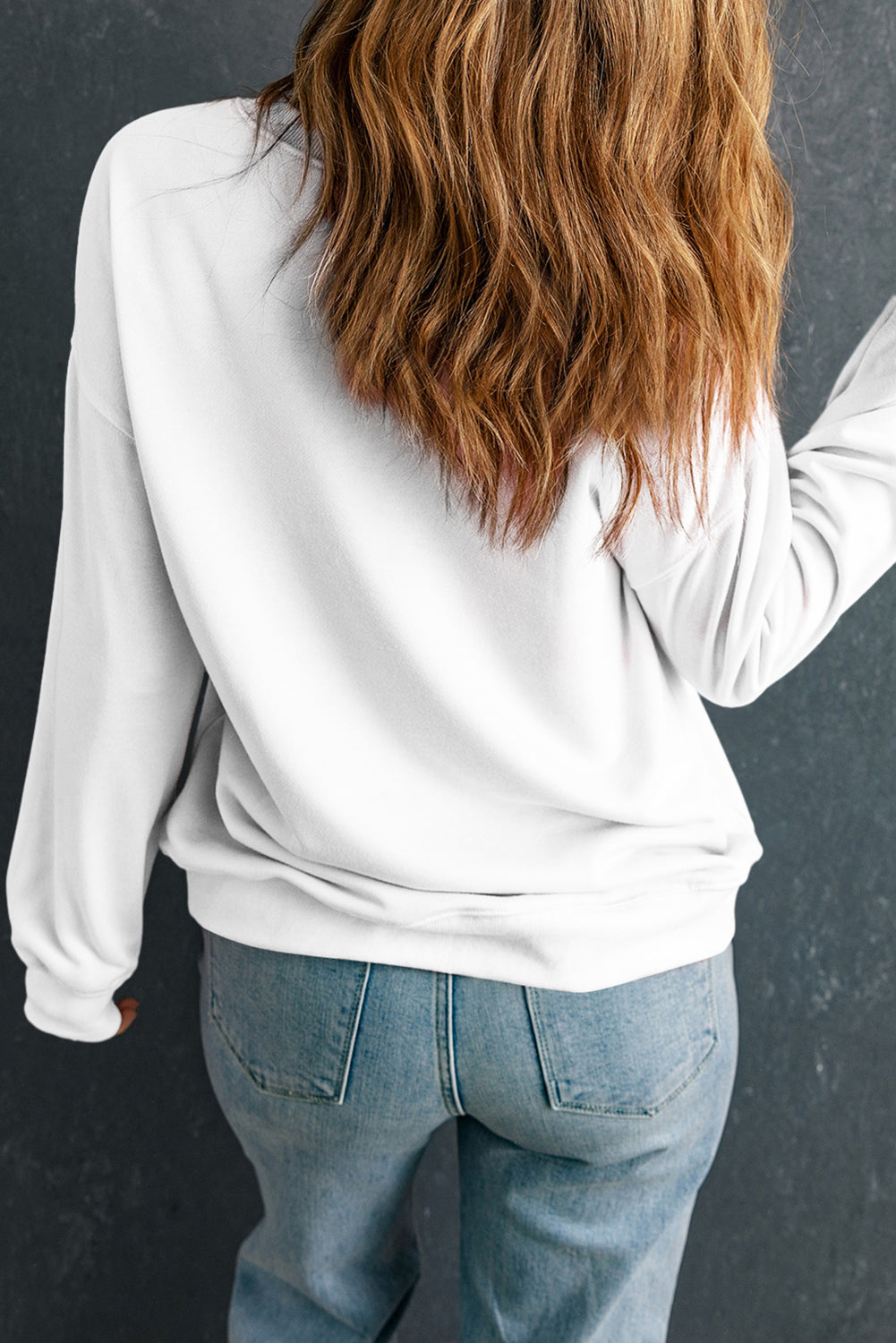 White Sequin Bow Pumpkin Patched Cotton Baggy Sweatshirt