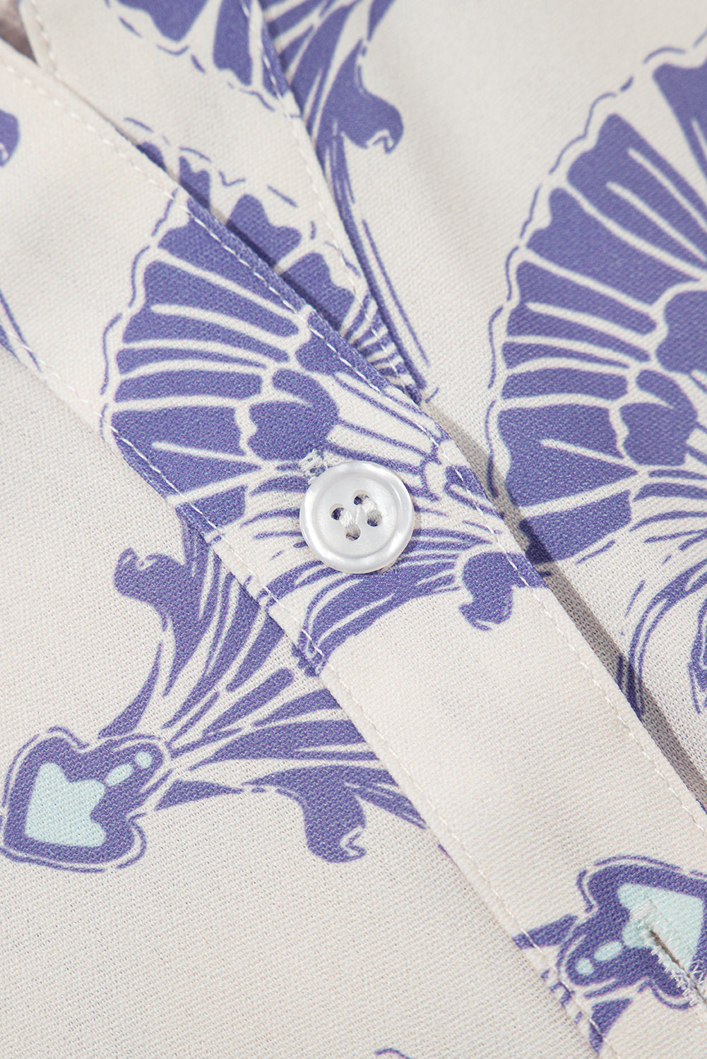 Sky Blue Printed Shirt Collar Half Button A-line Mini Dress