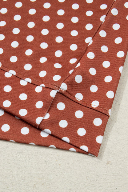 Brown Polka Dot Print Short Set