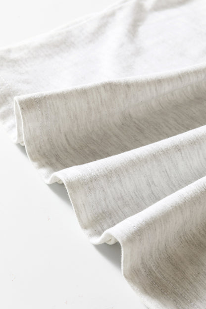 Oatmeal Shirred Cuffs Puff Sleeve Peasant Top