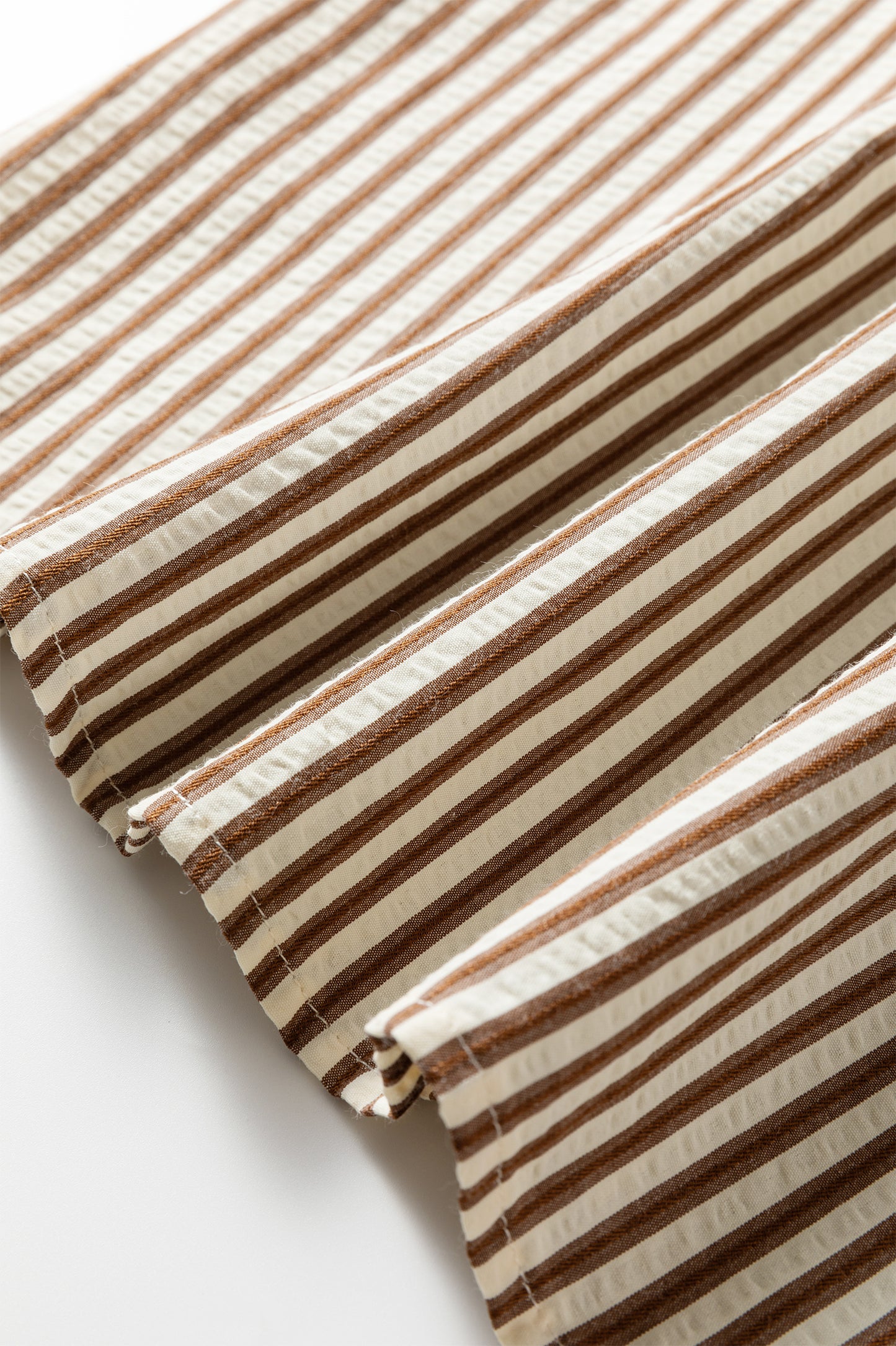 Brown Stripe Ricrac Trim Short Puff Sleeve Leopard Patchwork Collar V Neck Blouse