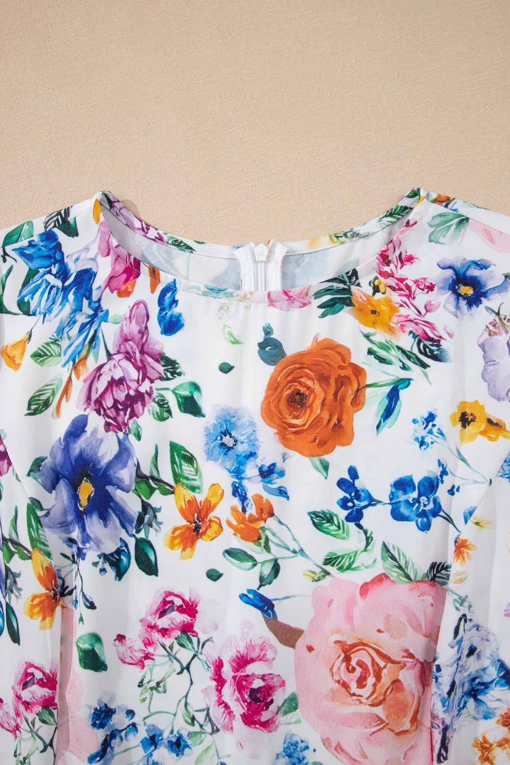 Sky Blue Vibrant Floral Print Cap Sleeve Mini Dress