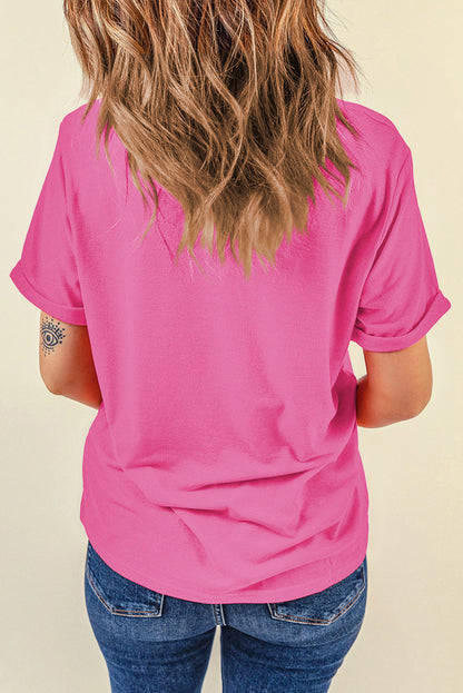 Wisteria Casual Plain Crew Neck Tee