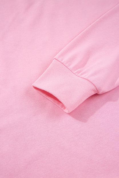 Black Bow Sequin XOXO Letter Graphic Exposed Seam Baggy Sweatshirt