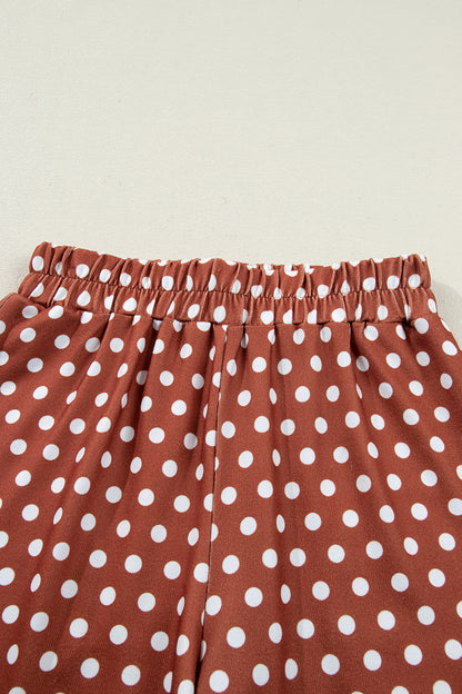 Brown Polka Dot Print Short Set