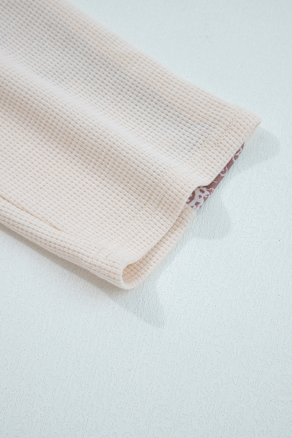 Beige Paisley Ethnic Print Contrast Patchwork Long Sleeve Loose Top