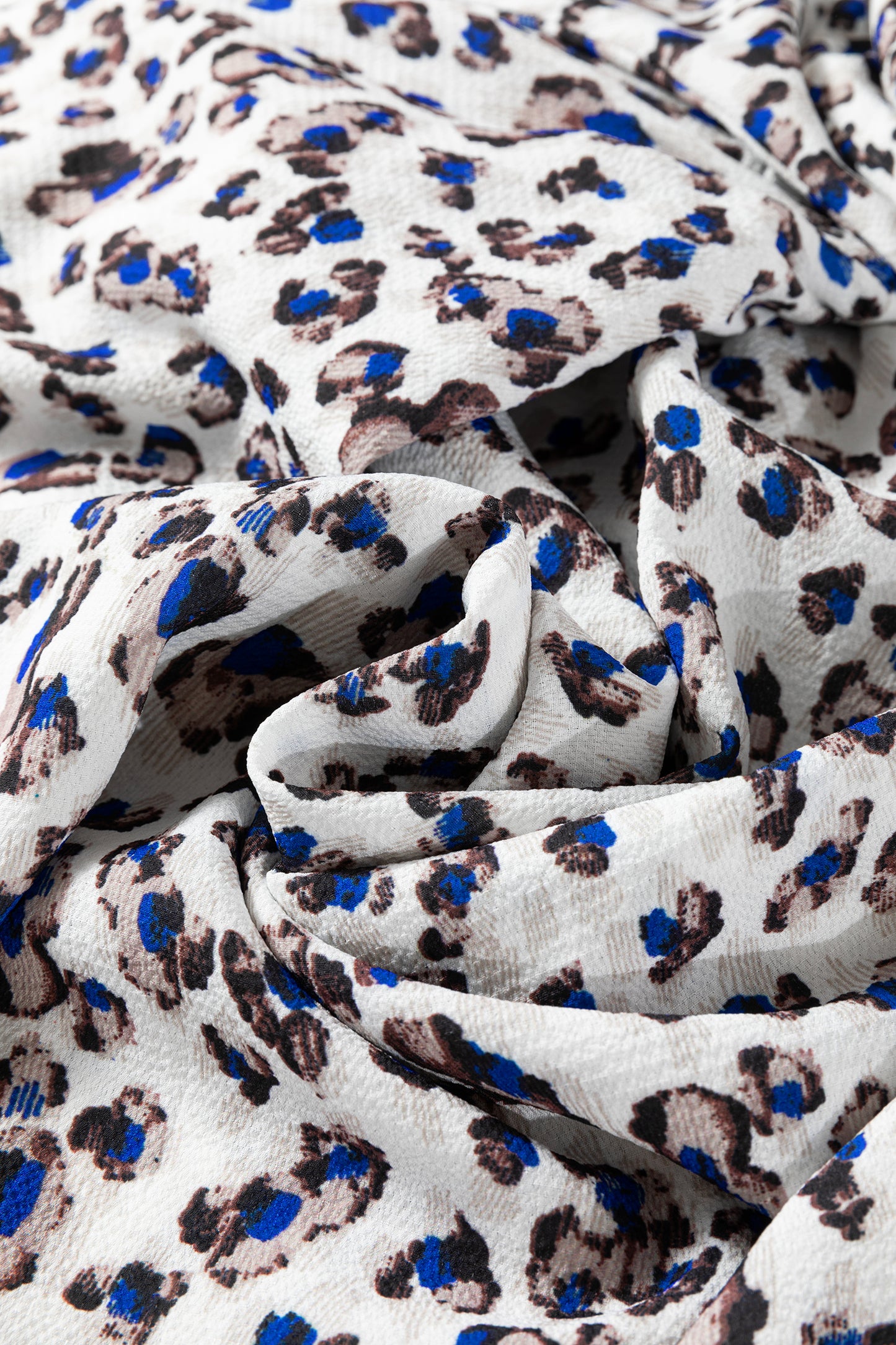 Multicolour Leopard Print V Neck Button Detail Long Sleeve Mini Dress