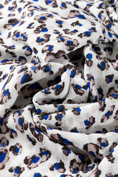 Multicolour Leopard Print V Neck Button Detail Long Sleeve Mini Dress