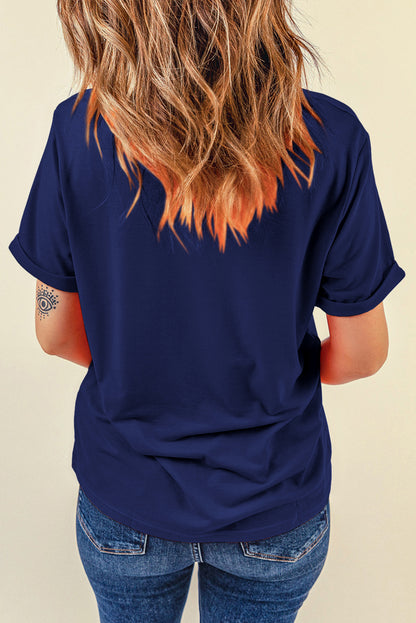 Blue GAME DAY TOUCH DOWN Graphic T Shirt