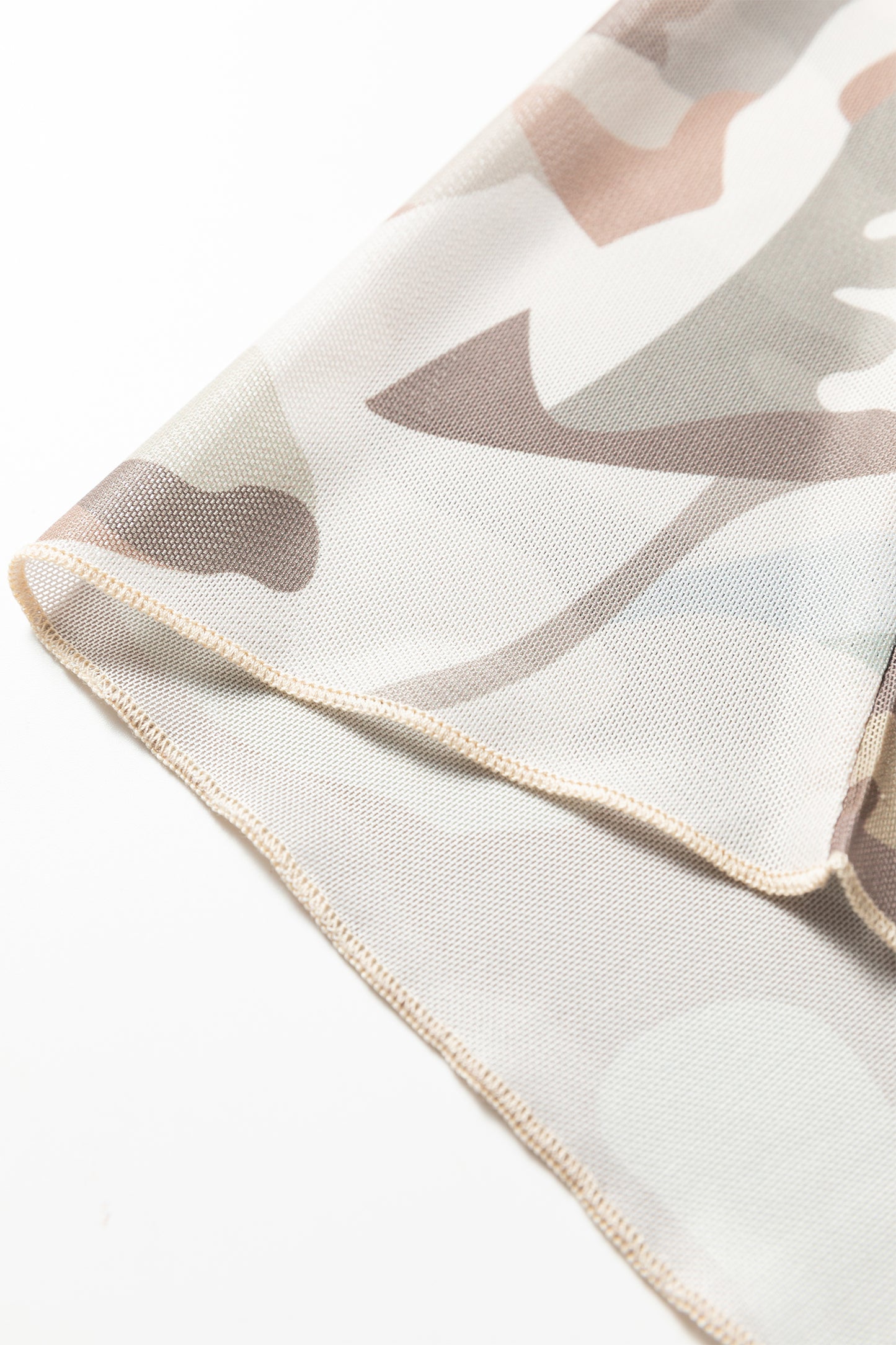 Green Plus Size Western Camo Print Mesh Long Sleeve Top