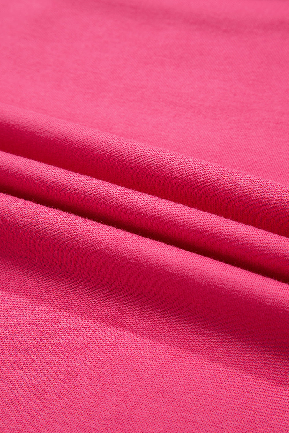 Strawberry Pink Floral Hemline Patchwork Round Neck Casual Top