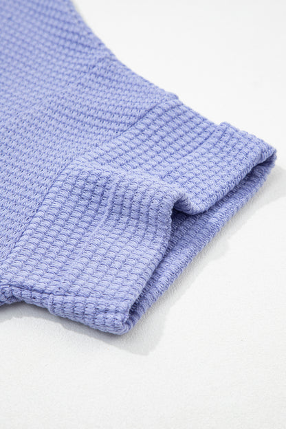 Wisteria Waffle V Neck Short Sleeve Knit Top