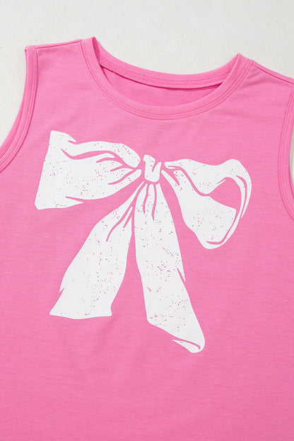 Sachet Pink Bow Print Boxy Fit Tank Top