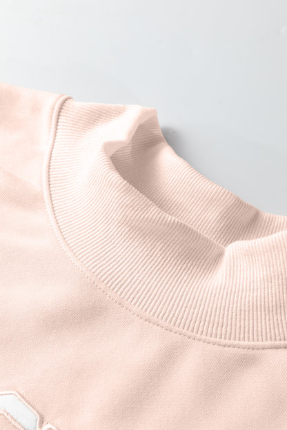 Apricot Pink Oversize Mock Neck Sweatshirt