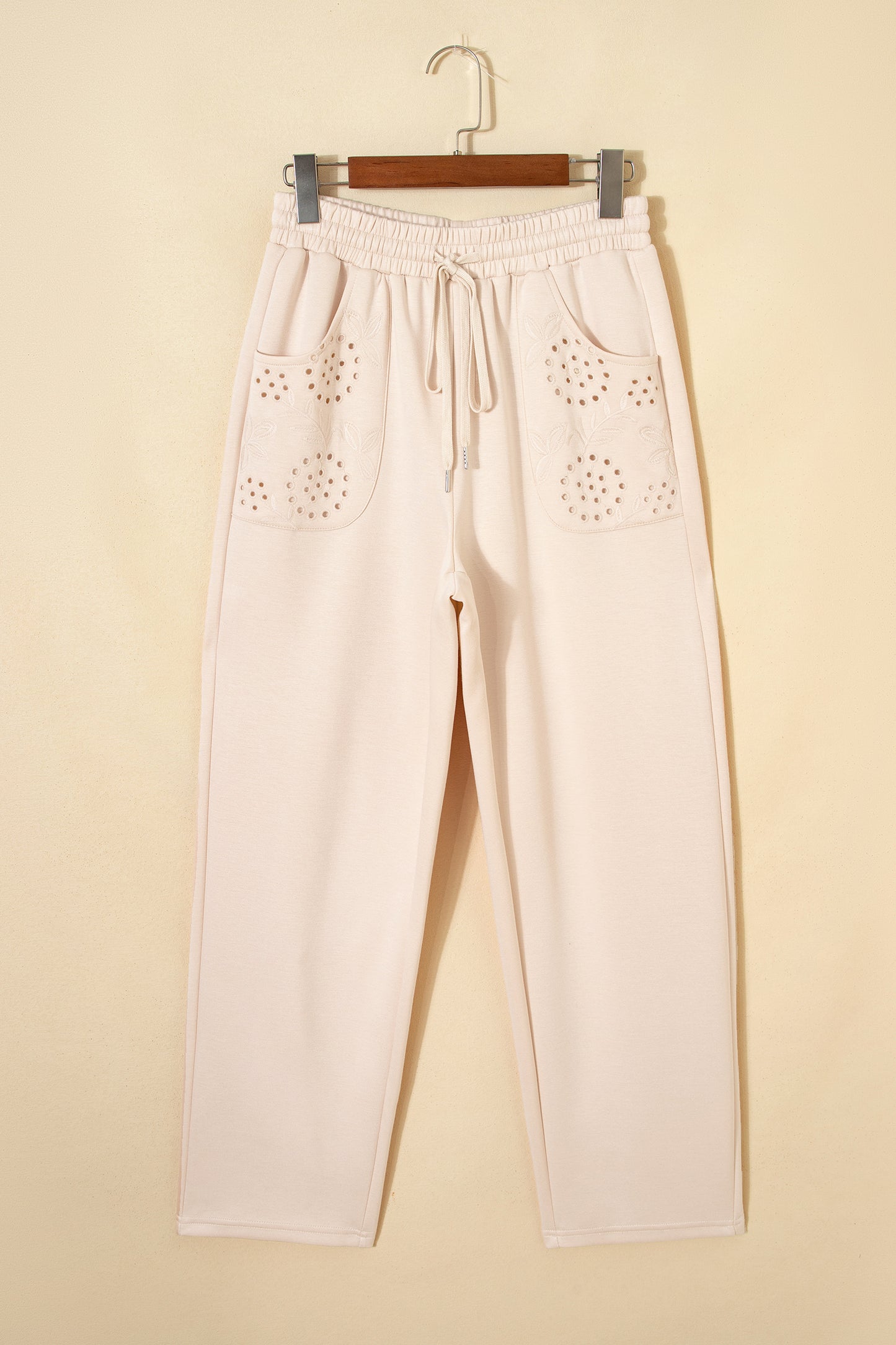 Jet Stream Embroidered Patched Pockets Drawstring Pants