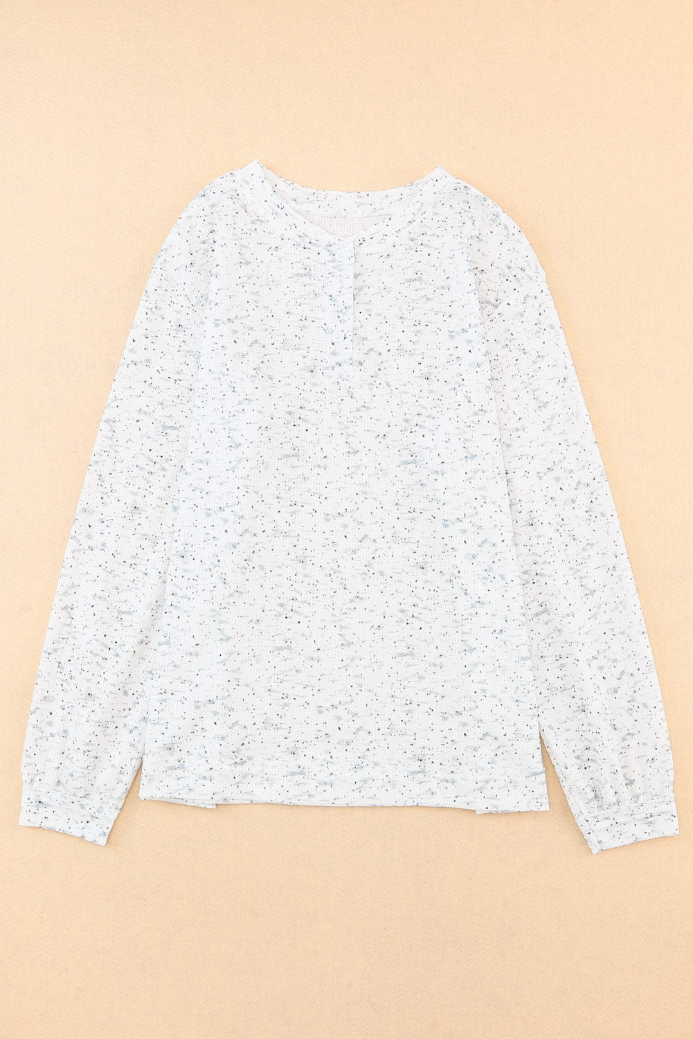 Gray Slouchy Heather Rib Knit Long Sleeve Henley Top