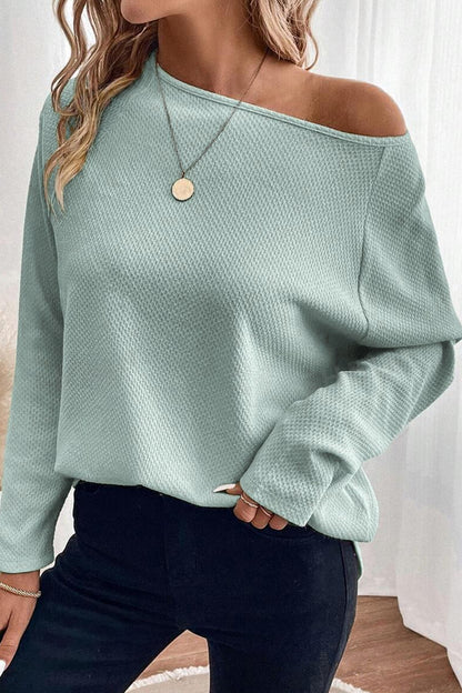 Moonlight Jade Textured Raglan Sleeve Knit Loose Top