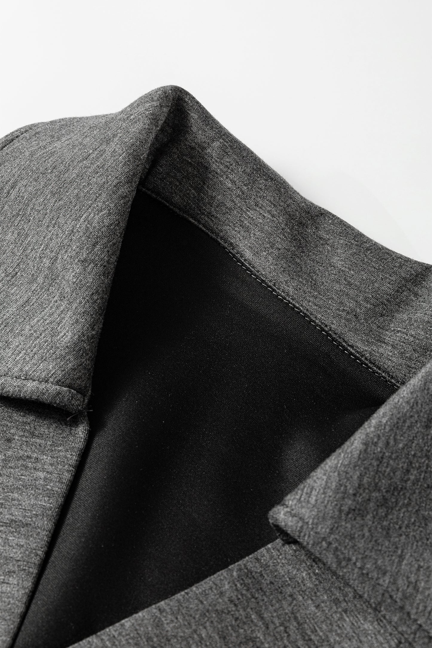 Medium Grey Collared V Neck Pullover Sweatshirt Sweatpants Set