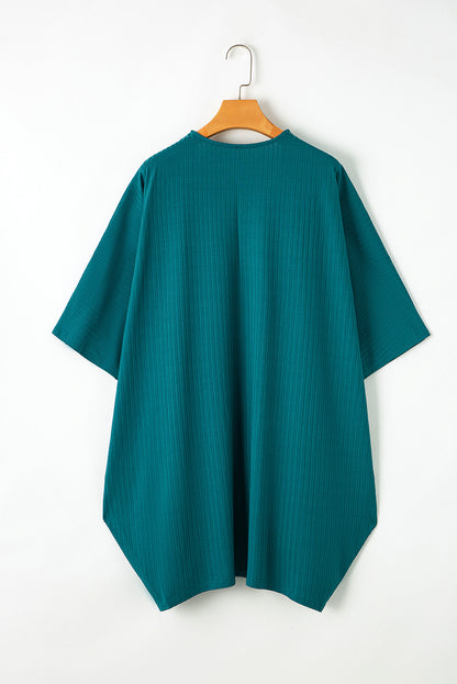 Green-2 Shimmer Ribbed Texture Plus Size Cardigan