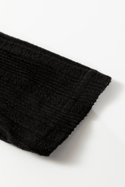 Stone Blue Ribbed Open Front Knitted Top with Pockets