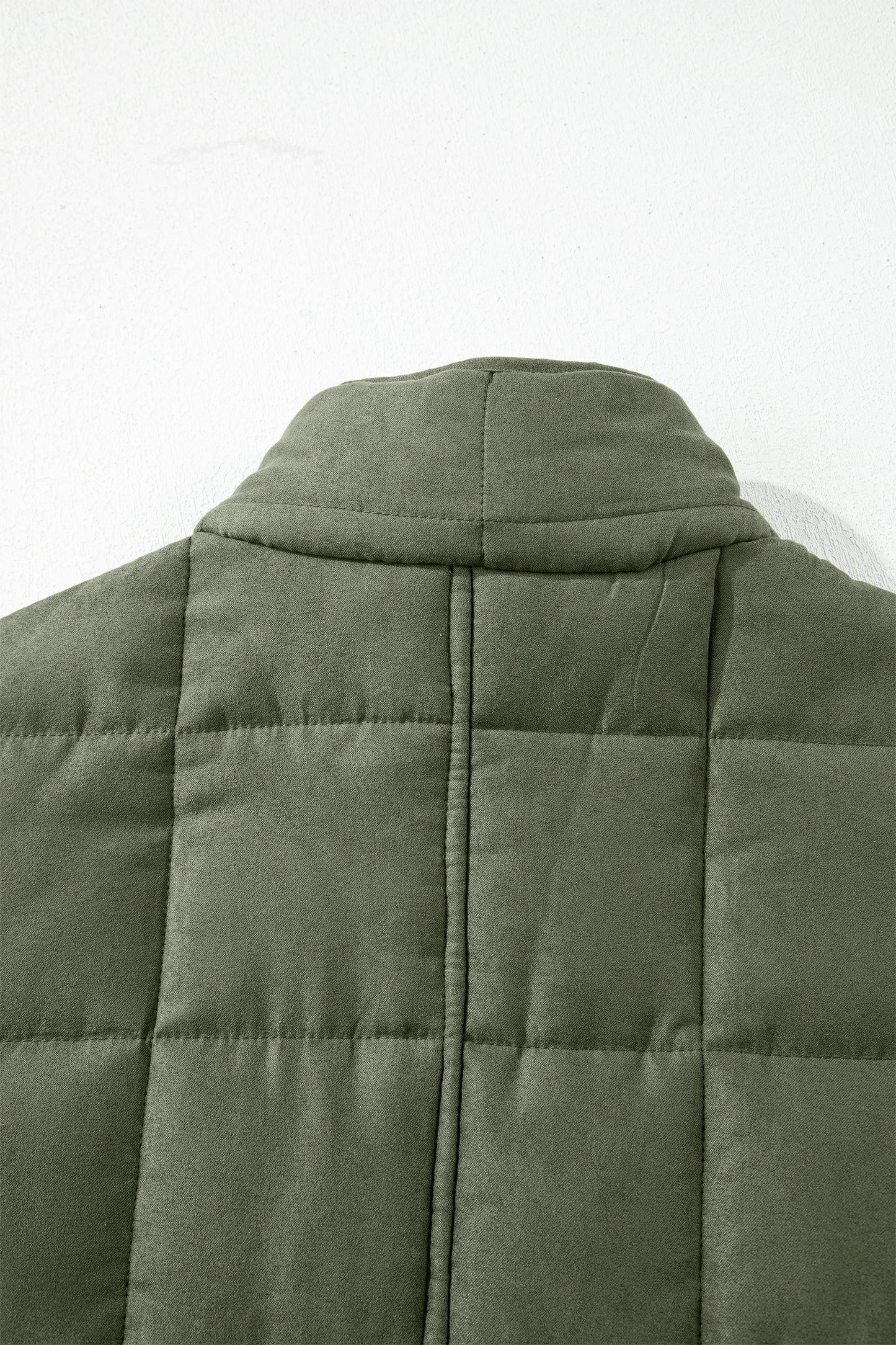 Green Zip-Up Pocket Quilted Jacket