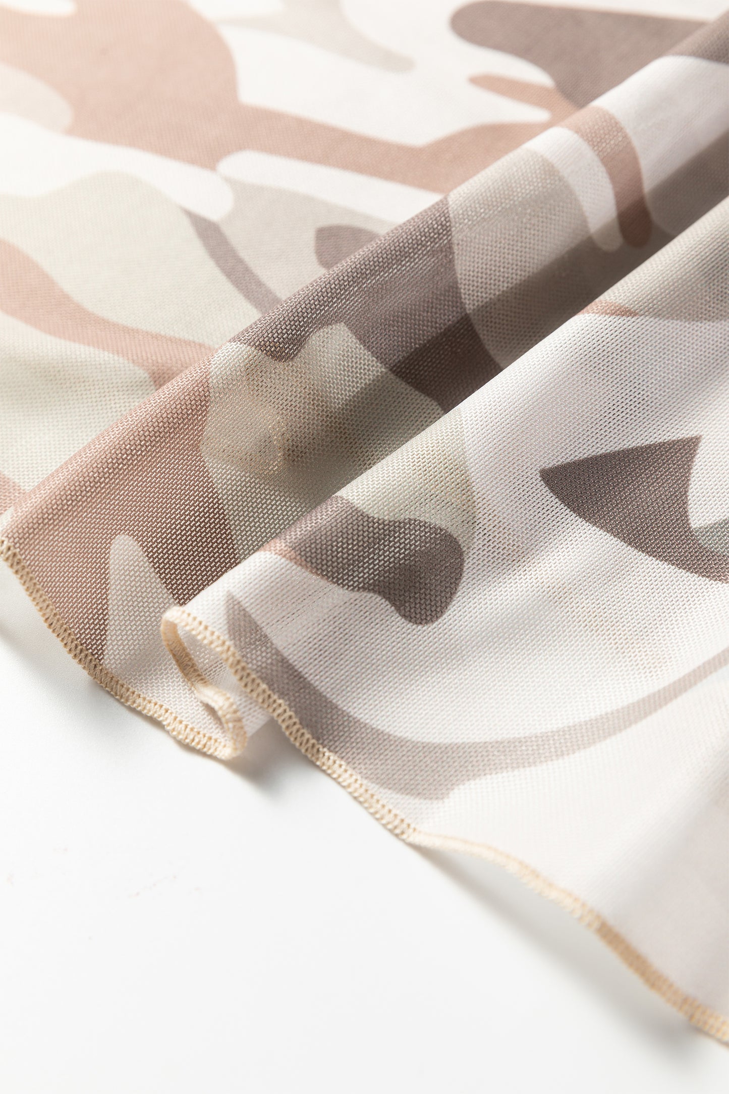 Green Plus Size Western Camo Print Mesh Long Sleeve Top