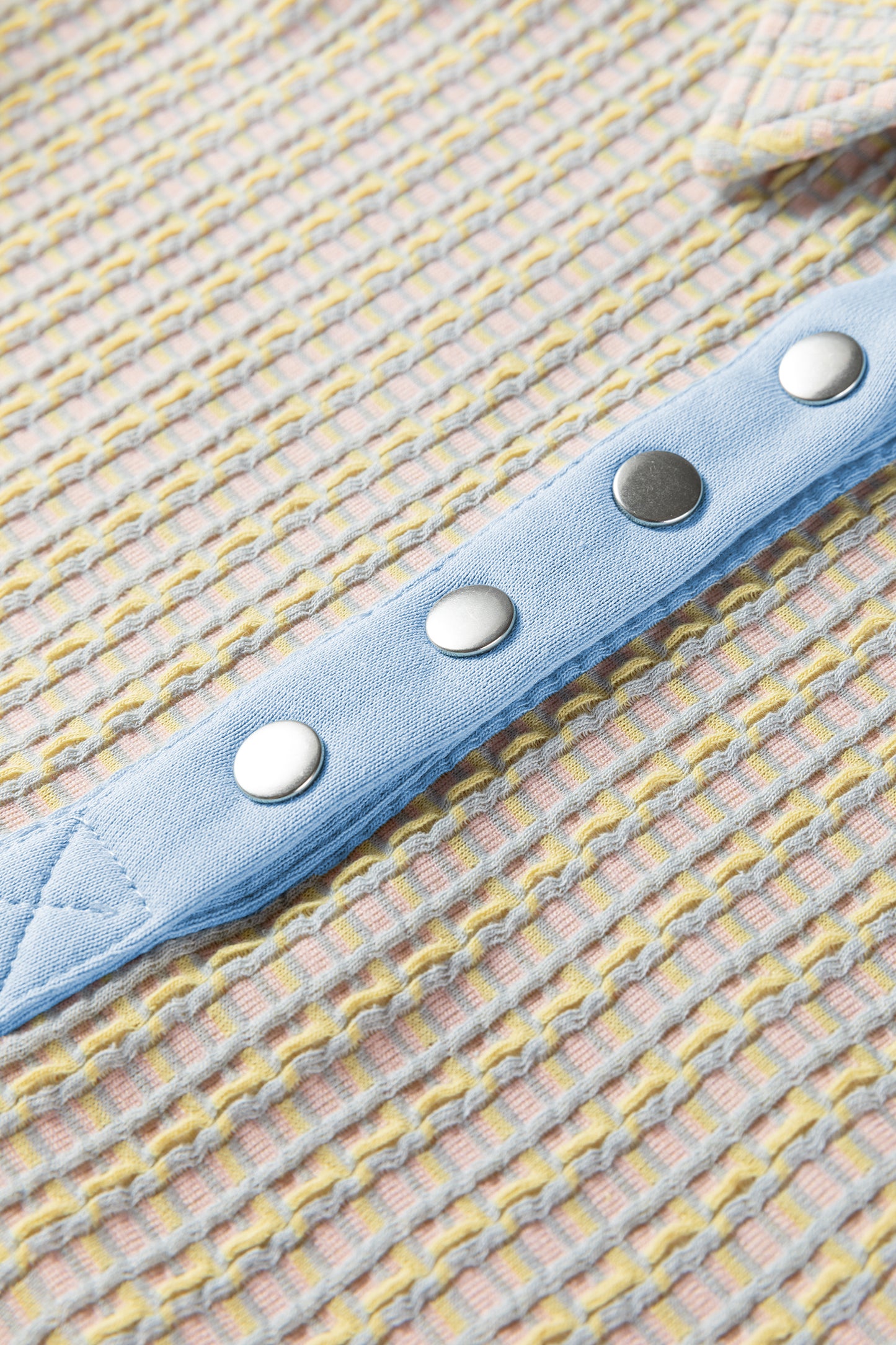 Beau Blue Button Front Jacquard Henley Sweatshirt