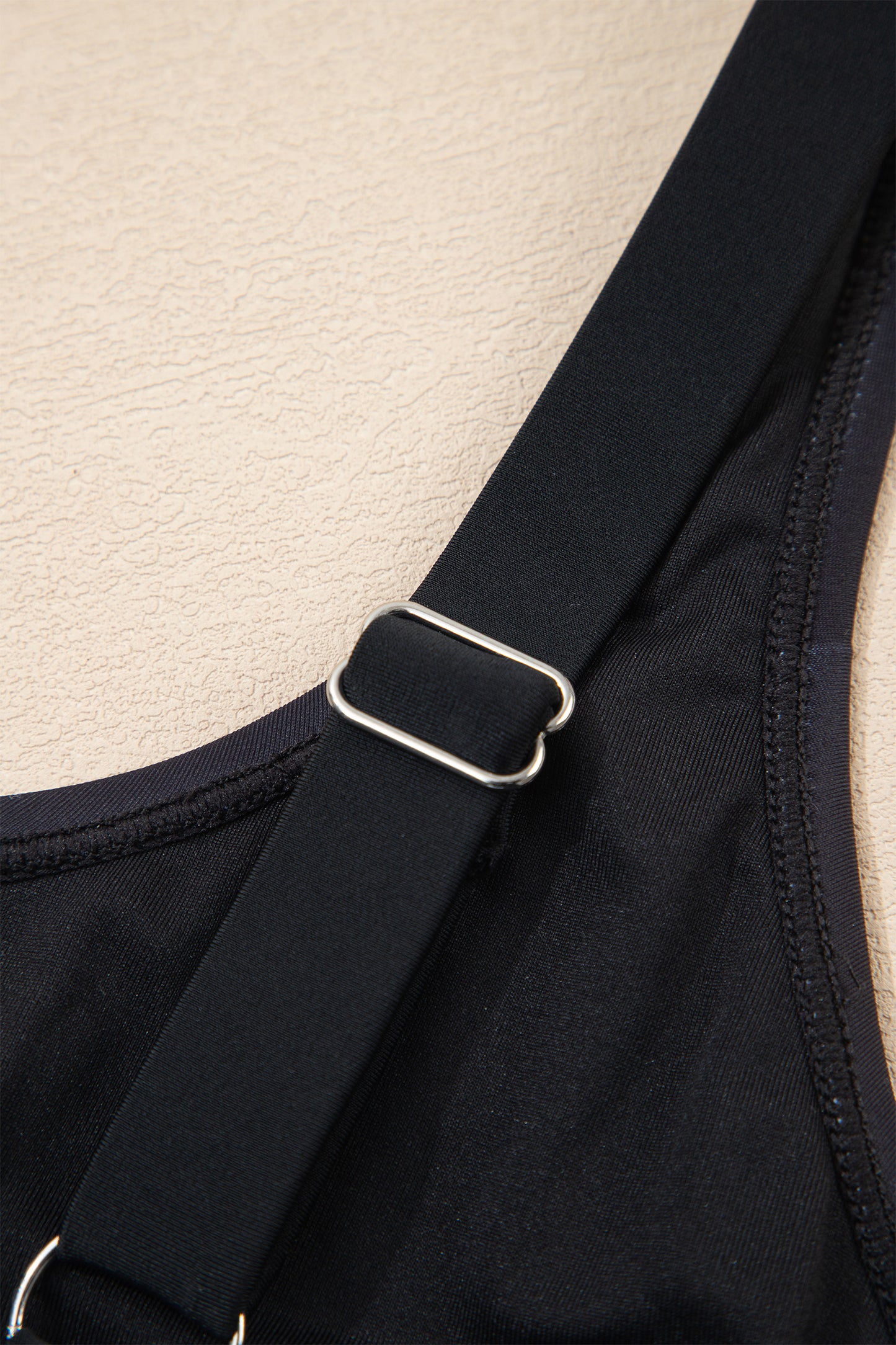 Black Drawstring Big Hole Floral Print Sleeveless One Piece Swimsuit