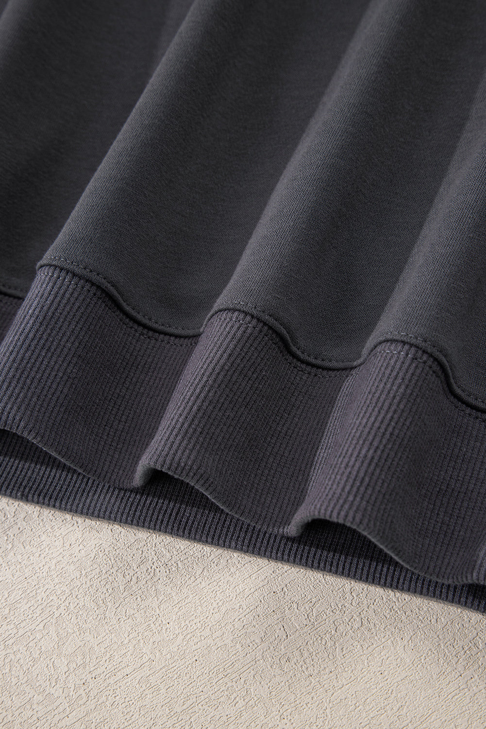 Dark Grey Varsity Striped Detail Drop Shoulder Oversized Sweatshirt