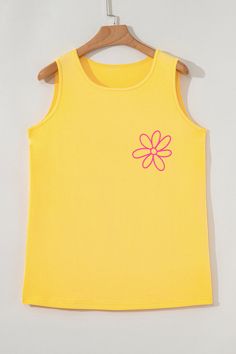 Yellow Cream Flower Graphic Casual Tank Top