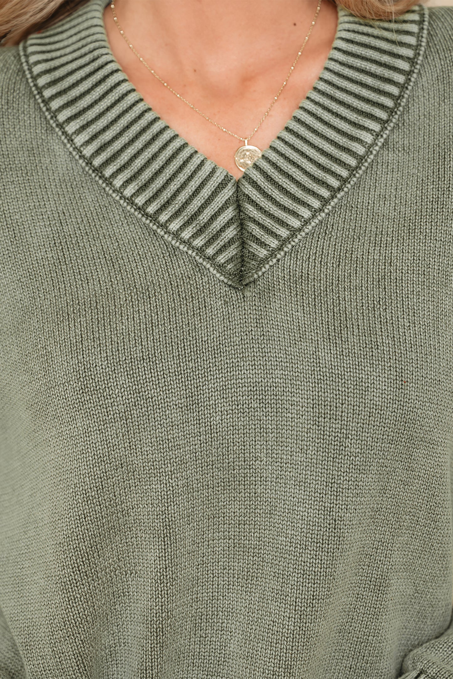 Black Mineral Wash V Neck Knit Exposed Seam Drop Shoulder Loose Sweater