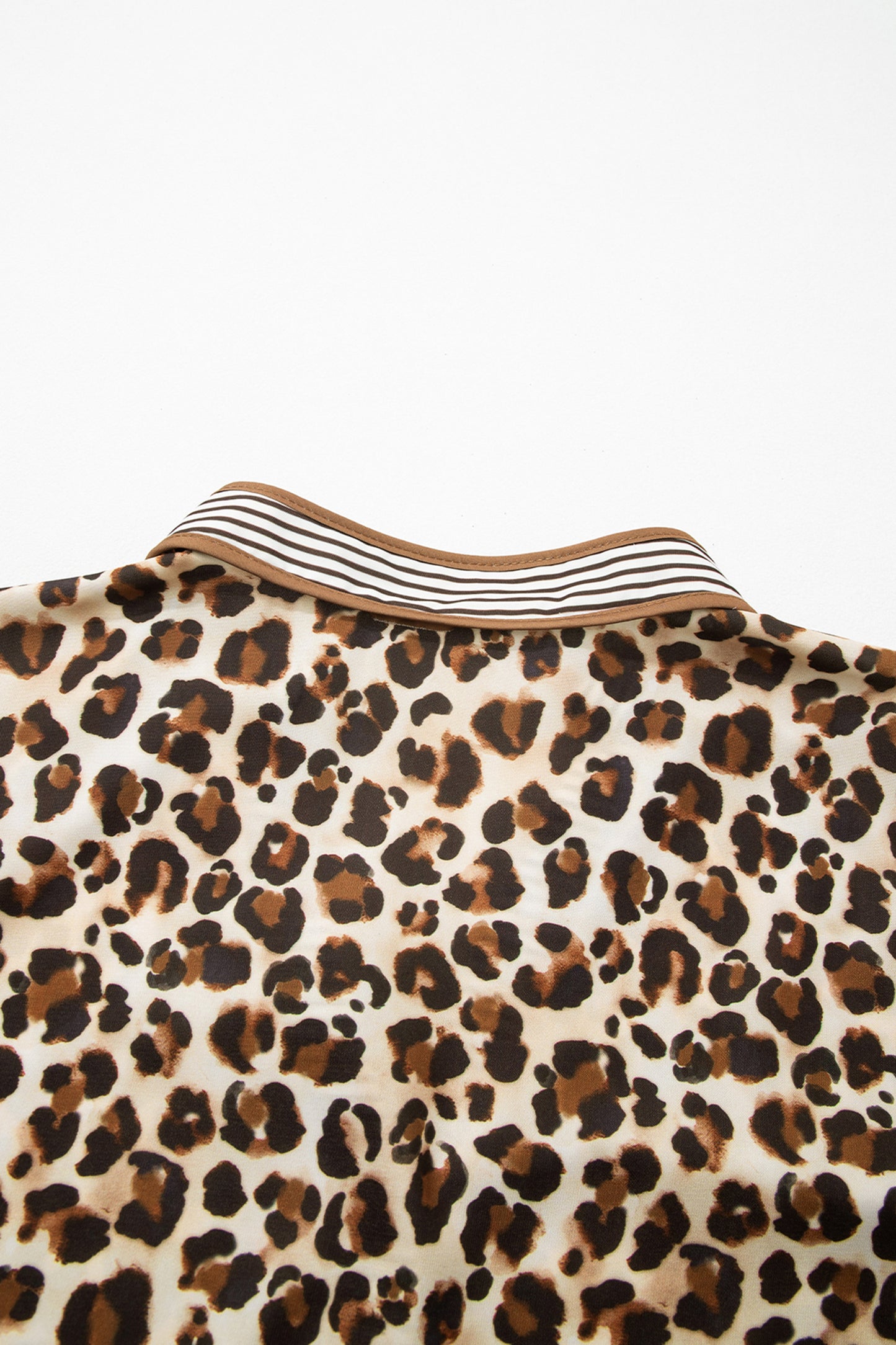 Brown Leopard Print Striped Patchwork 3/4 Sleeve Loose Mini Dress