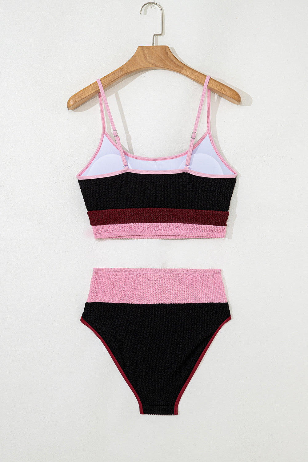 Burgundy Color Block High Waisted Sexy Bikini Set